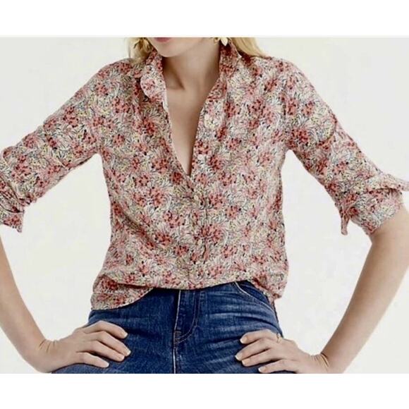 J.CREW X Liberty London Pink Swirling Petals Floral Popover Shirt Size 2 H4651 - Picture 3 of 13